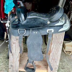 Black Western show Saddle with Silver Accents